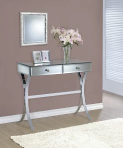 Outlet 🎁 Coaster Contemporary Mirrored Metal Console Table - 35.50" X 15.75" X 31.25" 👍