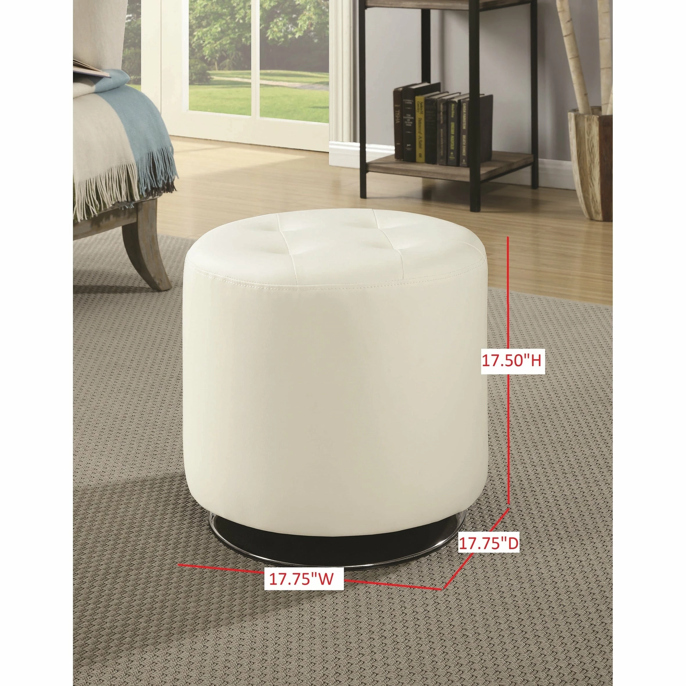 Buy 🎉 Coaster Contemporary Round Ottoman White 🥰 - Image 4
