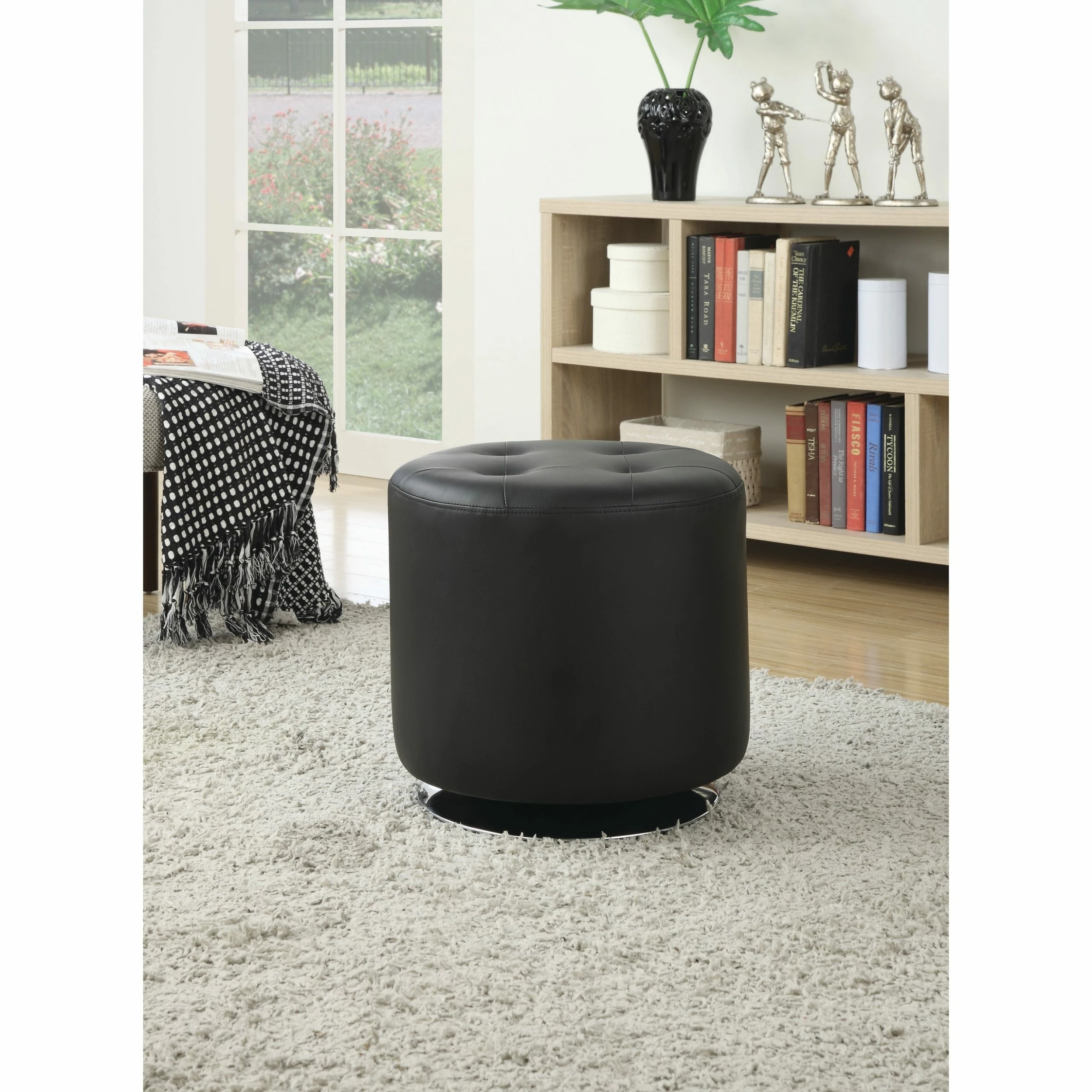 Buy 🎉 Coaster Contemporary Round Ottoman White 🥰 - Image 3