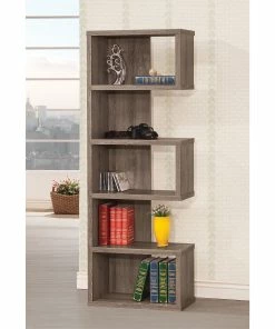 Coupon 🌟 Coaster Contemporary Weathered Grey 5-shelf Bookcase 🔥