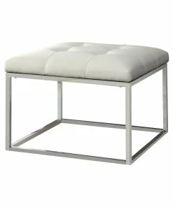 Coupon 🌟 Coaster Contemporary White And Chrome Ottoman 🔥 5 Coupon 🌟 Coaster Contemporary White And Chrome Ottoman 🔥 -Coaster Sales Store Contemporary White and Chrome Ottoman 2 scaled