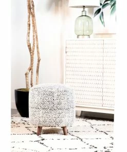 Coupon 👏 Coaster Cream And Black Round Upholstered Accent Stool ❤️