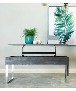 Discount ✨ Coaster Dark Charcoal And Chrome Lift Top Storage Coffee Table 🤩