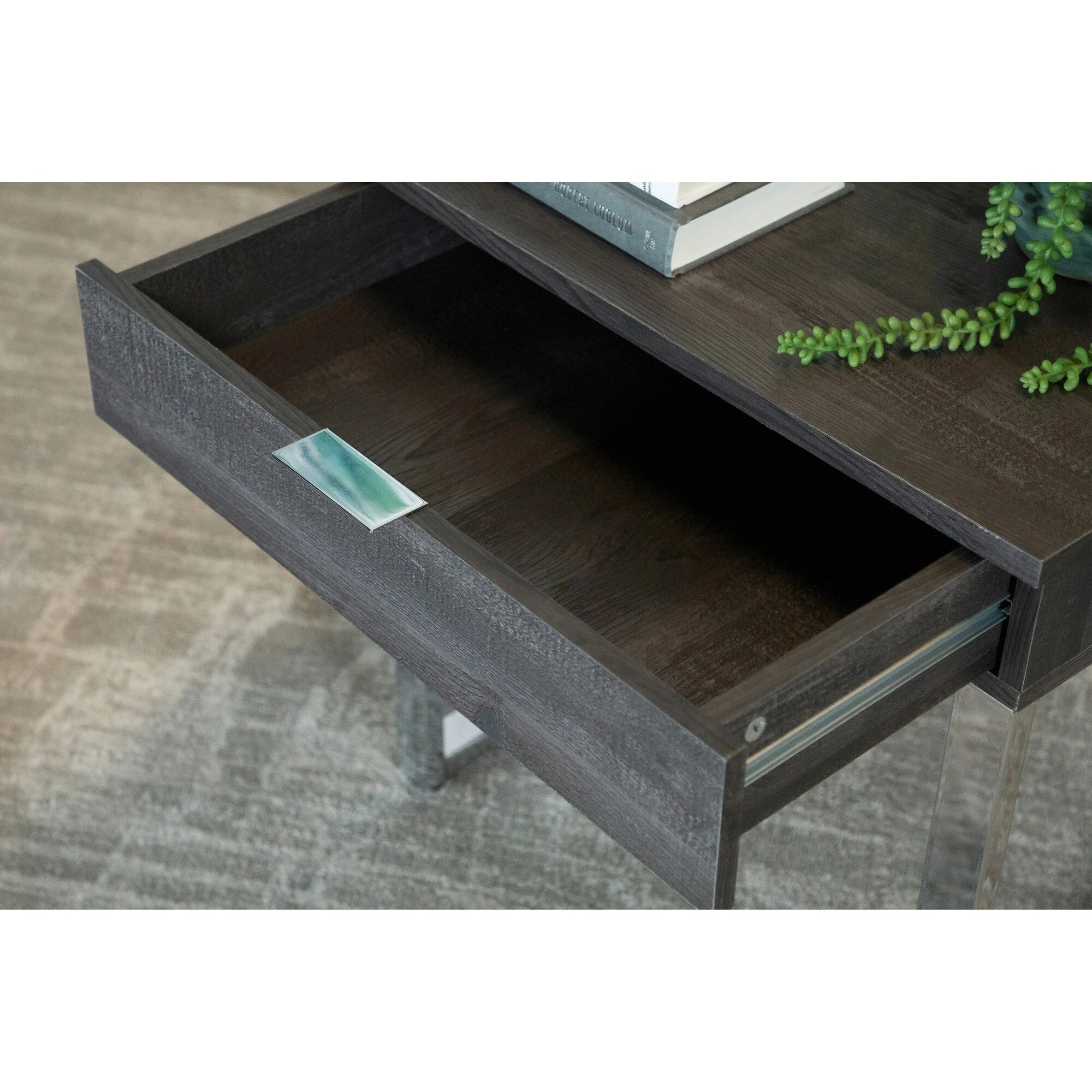 Best Pirce โจ Coaster Dark Charcoal And Chrome Square 1-drawer End Table ๐ - Image 4