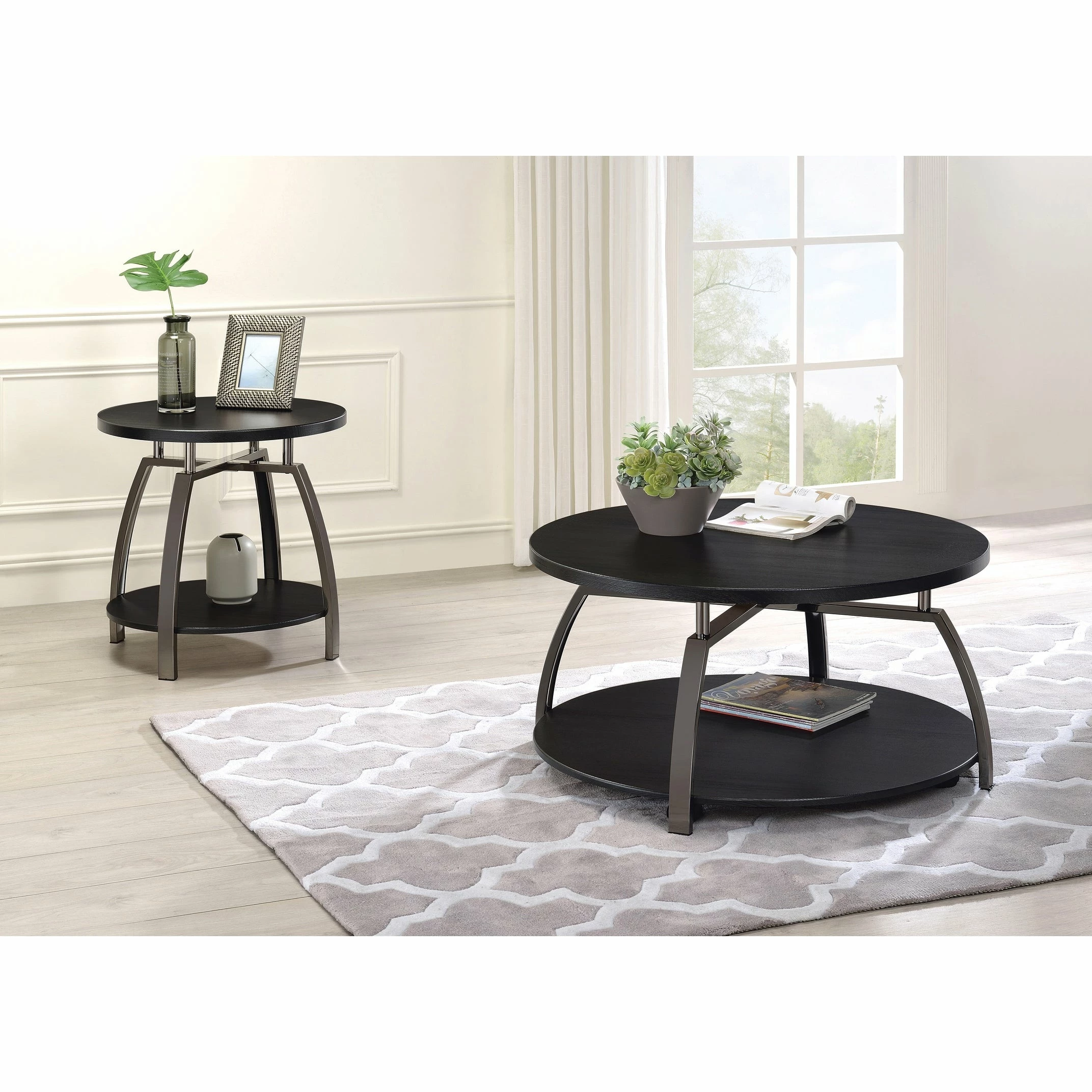 Coupon 🤩 Coaster Dark Grey And Black Nickel Round End Table ⭐ - Image 4