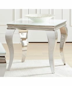 Outlet 👏 Coaster Delilah White And Chrome Square End Table ⭐