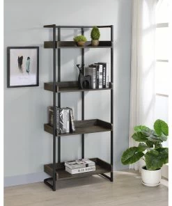 New ๐คฉ Coaster Ember Dark Oak 4-shelf Open Back Bookcase ๐