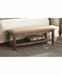 Discount 🎁 Coaster Bench, Beige And Burnished Oak 🤩