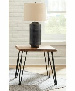Hot Sale ๐ Coaster Gano Natural And Matte Black End Table With Hairpin Leg ๐