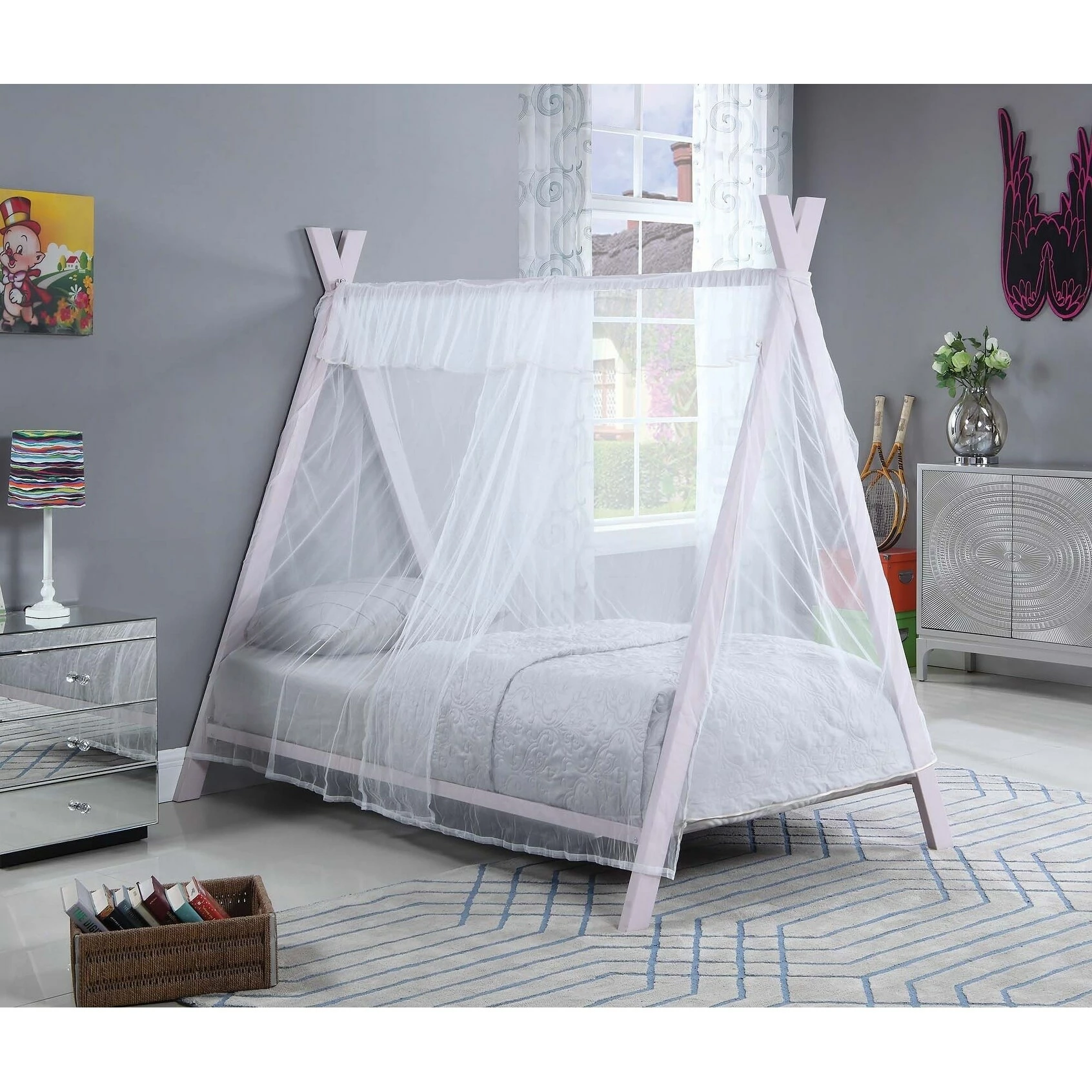 Cheap ๐ Coaster Georgina Pink Twin Tent Bed ๐งจ