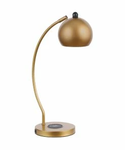 Budget 🎉 Coaster Gold Dome Shade Table Lamp With Curved Neck 💯