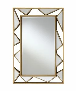 Budget ๐ Coaster Gold Rectangular Geometric Wall Mirror โญ