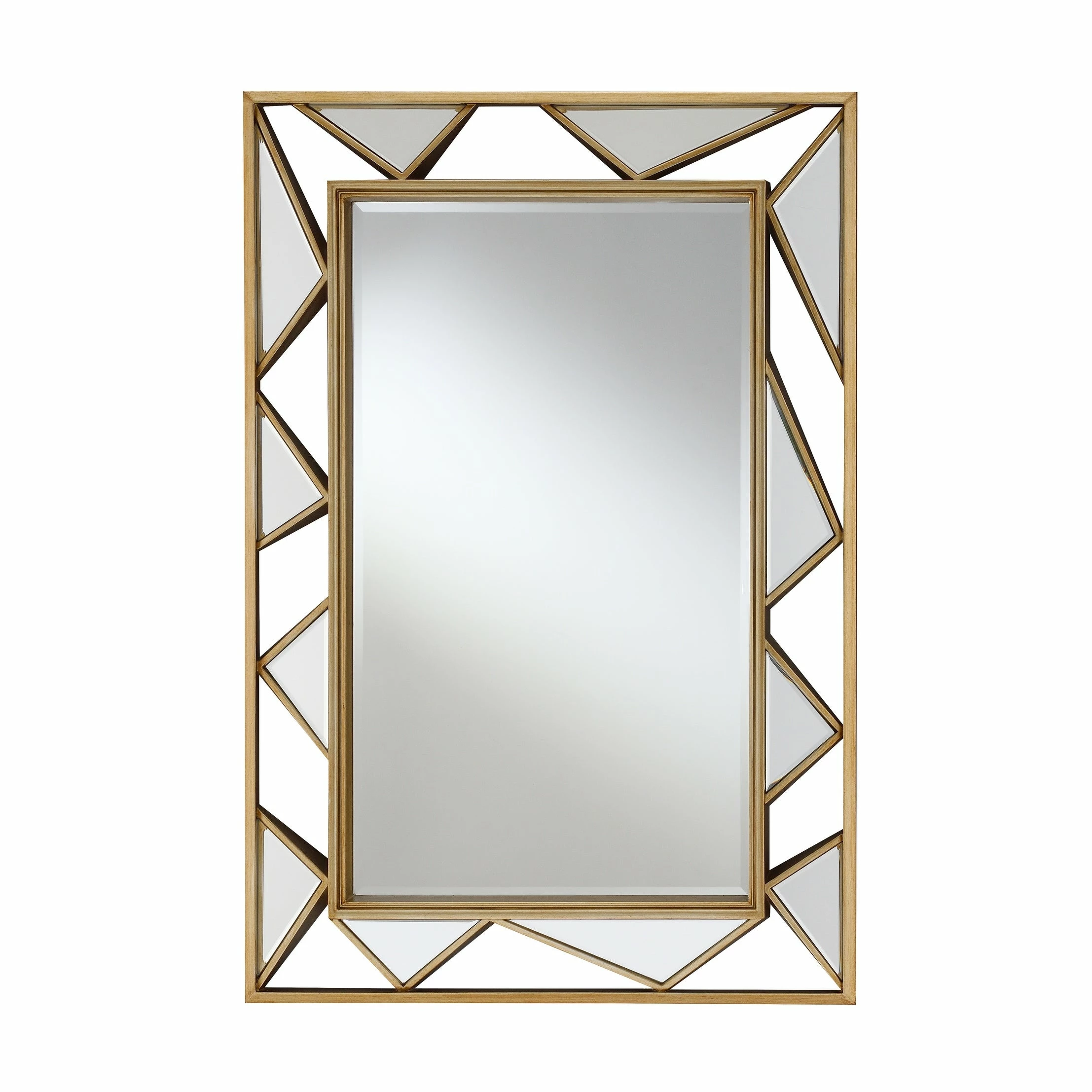 Budget ๐ Coaster Gold Rectangular Geometric Wall Mirror โญ
