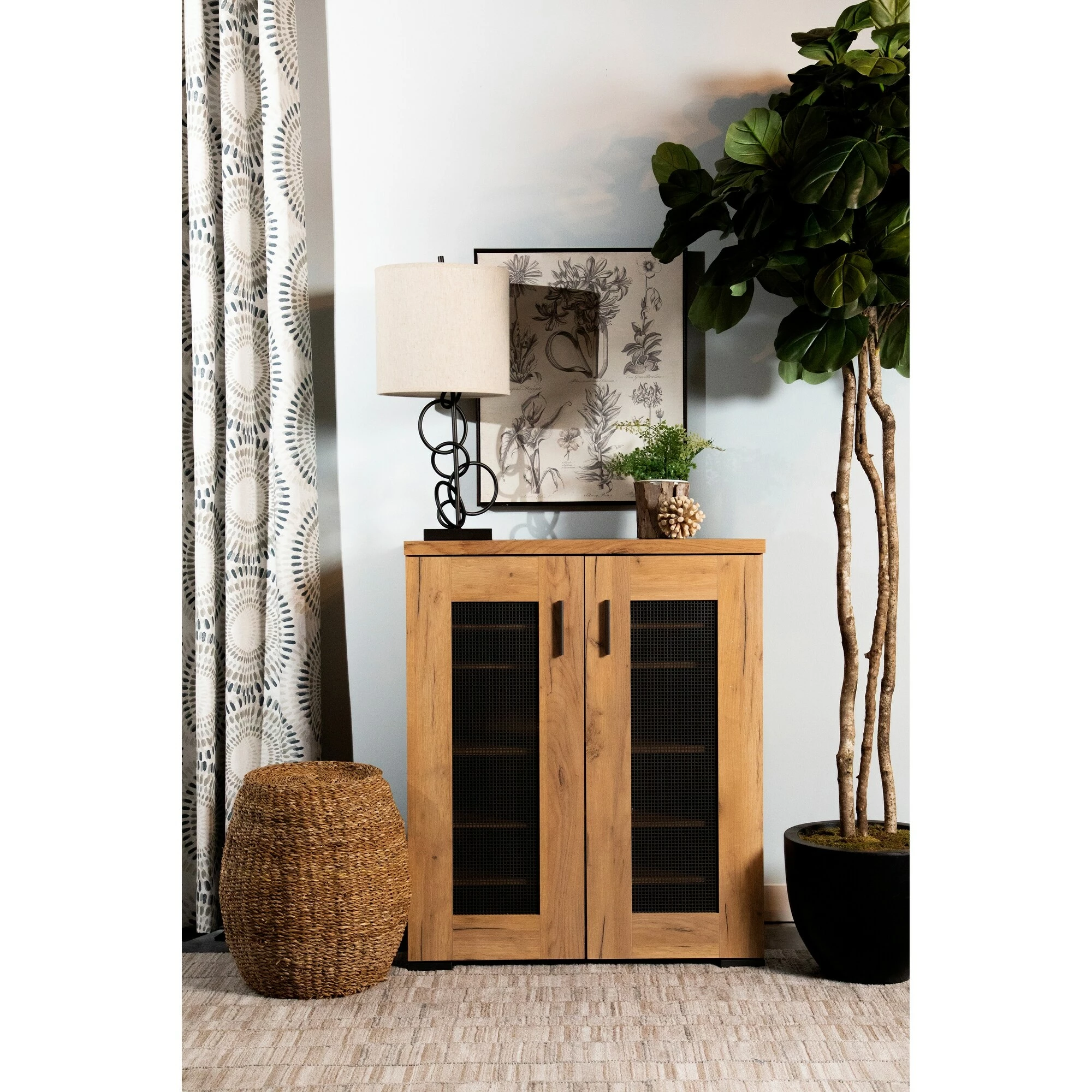 Best deal ✔️ Coaster Golden Oak Metal Mesh Door Accent Cabinet 🔥 - Image 2