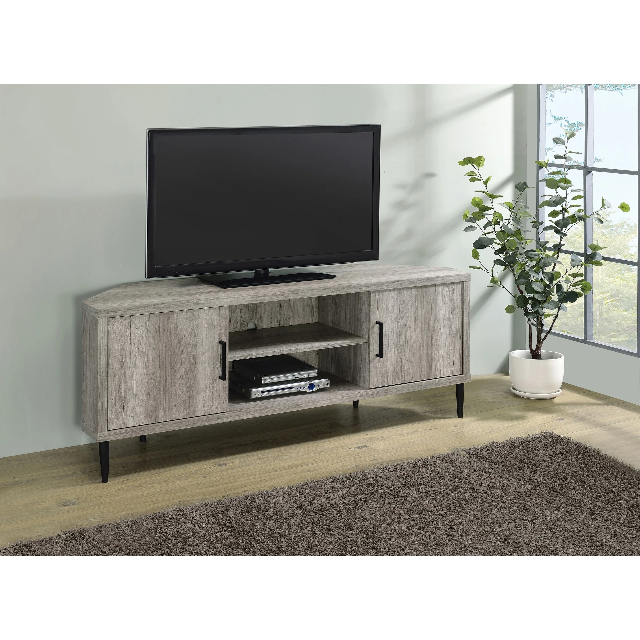 Cheap ๐ฅฐ Coaster Grey Driftwood 2-door Storage TV Console ๐