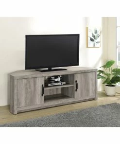 Budget 🌟 Coaster Grey Driftwood 2-door TV Console With Adjustable Shelf ⭐