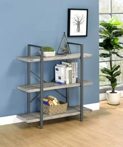 Cheap ๐ Coaster Grey Driftwood 3-tier Open Back Bookcase โ๏ธ