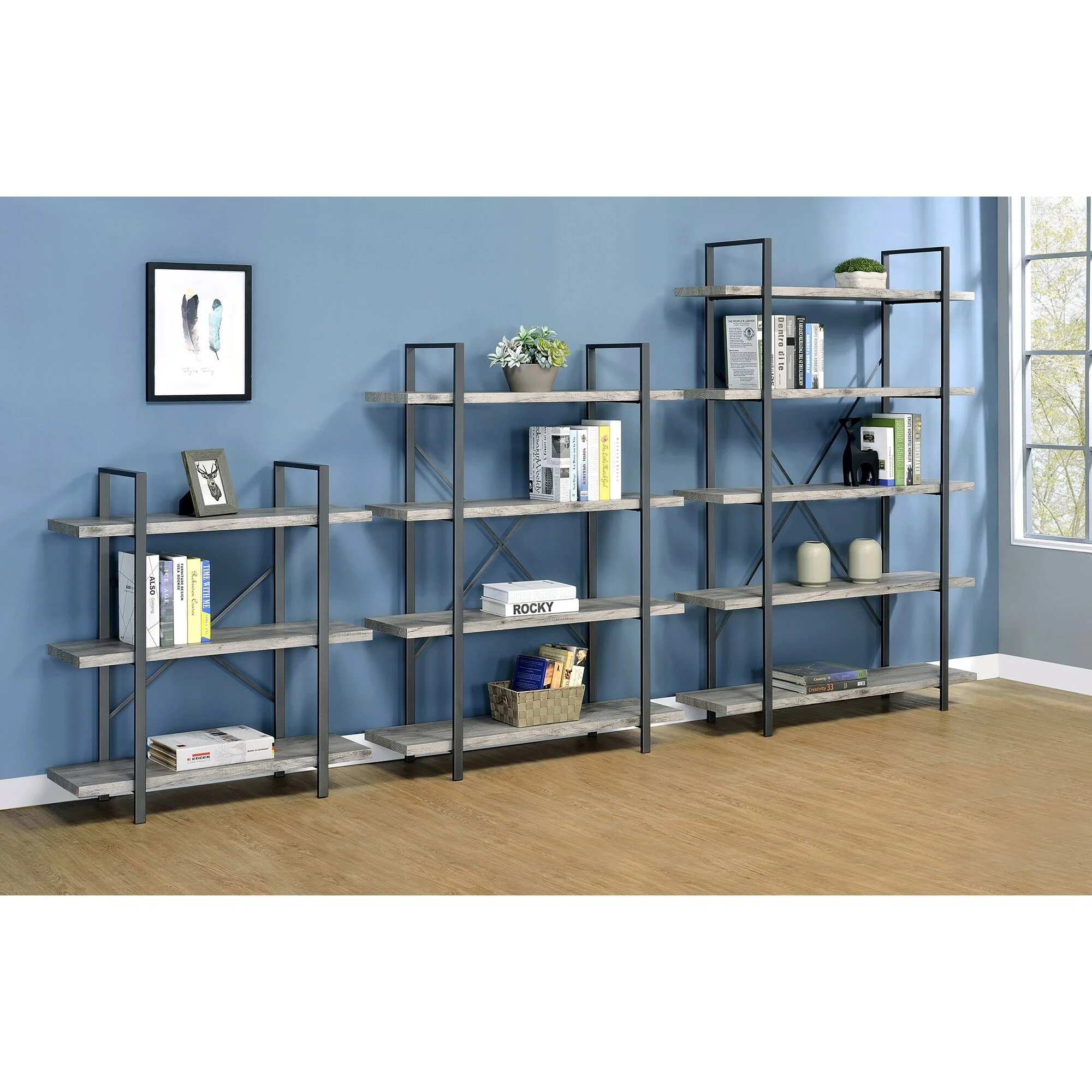 Flash Sale ๐ Coaster Grey Driftwood 4-tier Open Back Bookcase โญ - Image 7