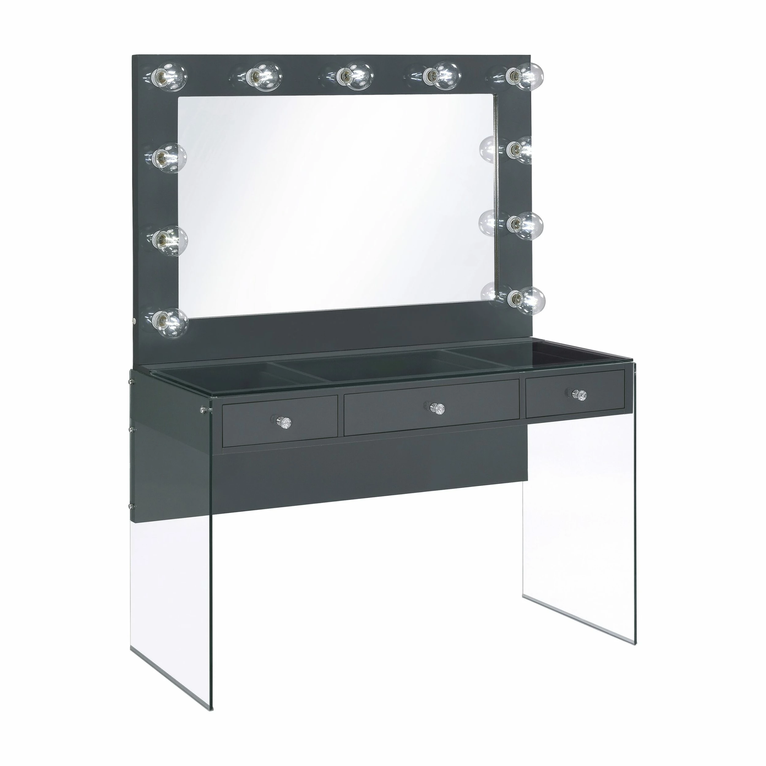 Top 10 ๐งจ Coaster Grey High Gloss 3-drawer Vanity Desk With Lighting Mirror โ - Image 2