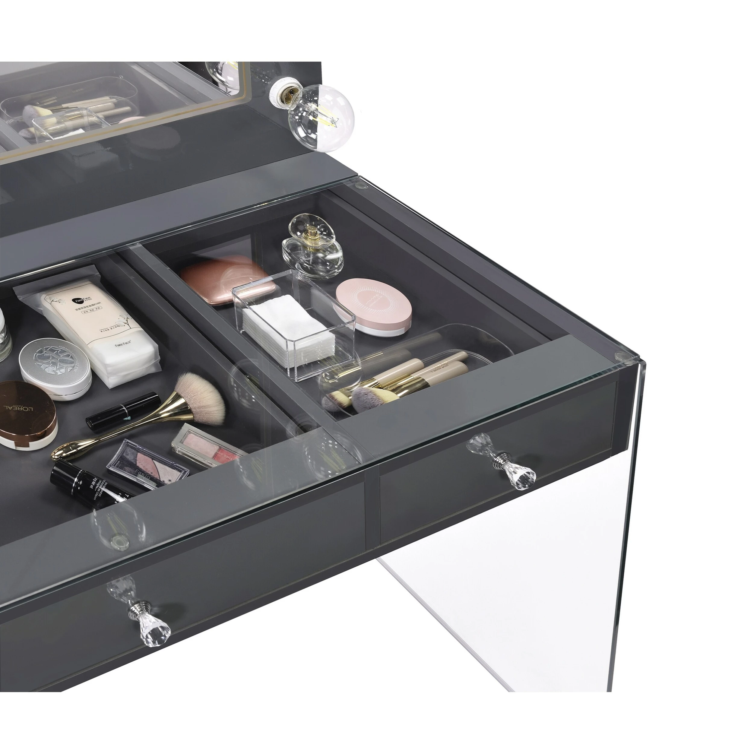 Top 10 ๐งจ Coaster Grey High Gloss 3-drawer Vanity Desk With Lighting Mirror โ - Image 4