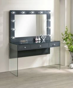 Top 10 🧨 Coaster Grey High Gloss 3-drawer Vanity Desk With Lighting Mirror ⌛