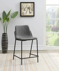 Best Pirce 😀 Coaster Grey Upholstered Counter Height Stools (Set Of 2) With Footrest 🤩