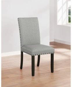New 🎁 Coaster Grey And Antique Noir Solid Back Upholstered Side Chairs (Set Of 2) 😉