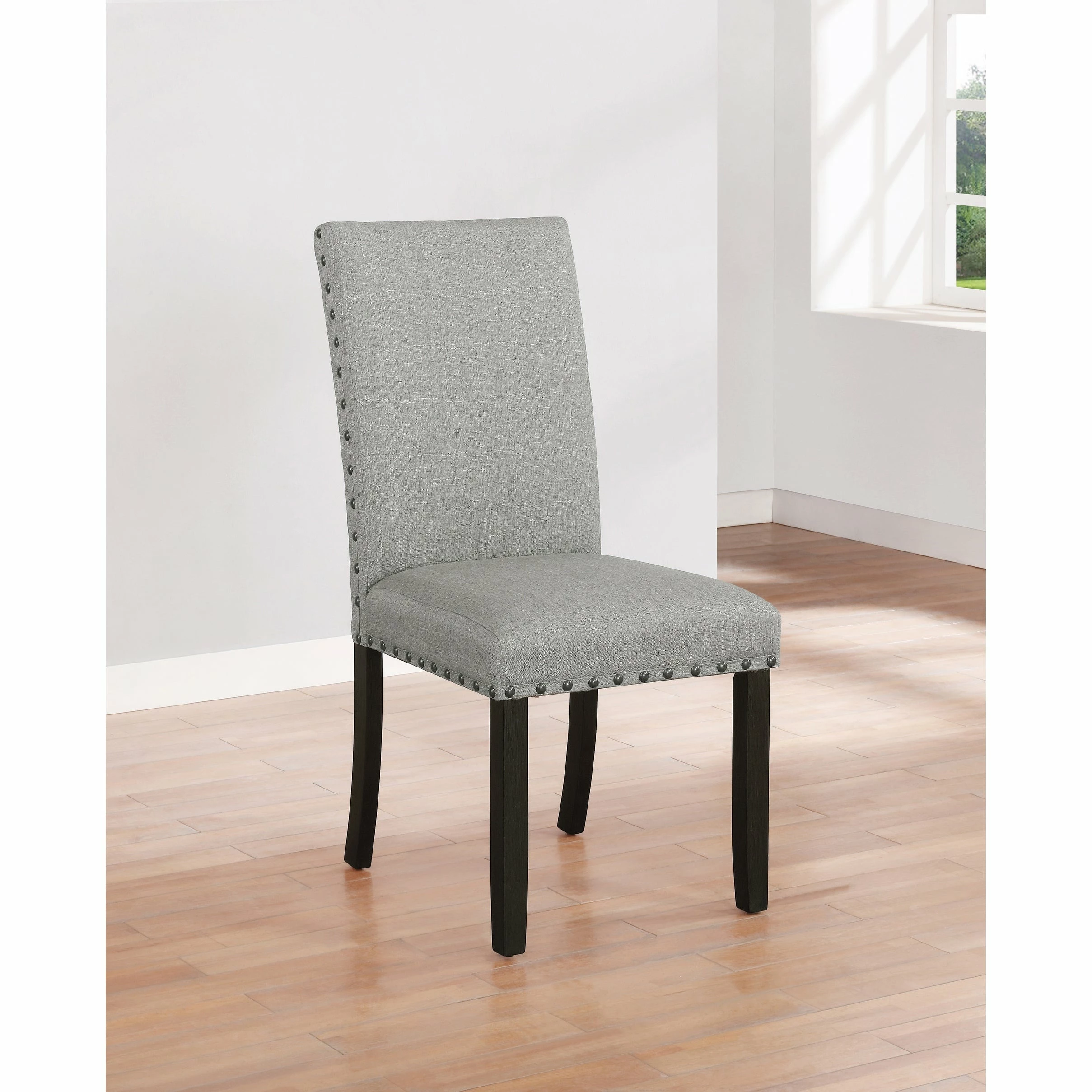 New 🎁 Coaster Grey And Antique Noir Solid Back Upholstered Side Chairs (Set Of 2) 😉