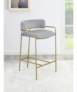 New ✨ Coaster Grey And Gold Upholstered Low Back Stool 🥰