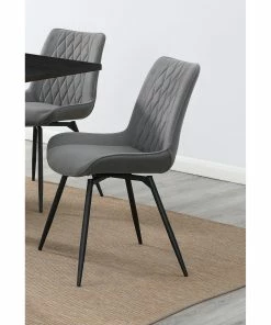 Deals 😉 Coaster Grey And Gunmetal Upholstered Tufted Swivel Dining Chairs (Set Of 2) ❤️