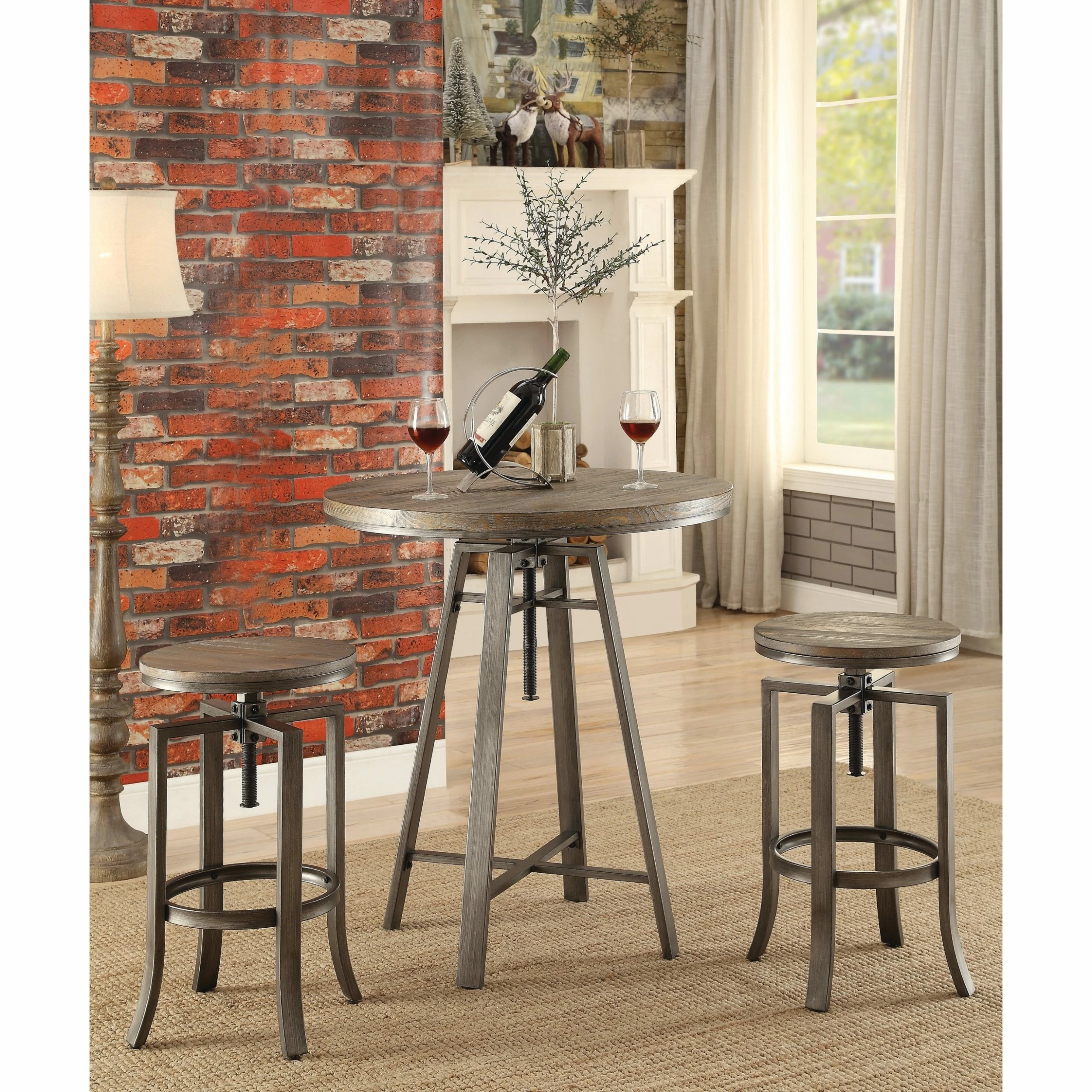 Deals 🌟 Coaster Industrial Adjustable Height Round Bar Table - 35" X 32" 🔥