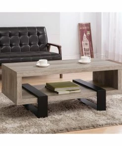 Best Sale โญ Coaster Industrial Grey Driftwood Open Coffee Table - 47.25" X 23.50" X 19.25" - 47.25" X 23.50" X 19.25" ๐