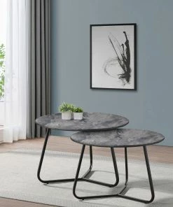 Best Pirce 🔥 Coaster Lennox Faux Slate And Matte Black 2-piece Coffee Table Set 😀