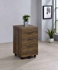 Best Pirce ⌛ Coaster Luetta Aged Walnut 3-drawer Mobile Storage Cabinet With Casters 🔔