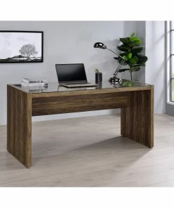 Flash Sale 🔔 Coaster Luetta Aged Walnut 59-inch Rectangular Writing Desk 🔔