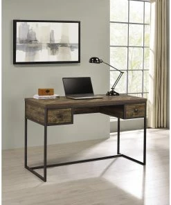 Deals 🎉 Coaster Millbrook Rustic Oak Herringbone And Gunmetal 2-drawer Writing Desk 👍