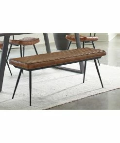 Discount 🎁 Coaster Misty Camel And Black Cushion Dining Bench ⌛