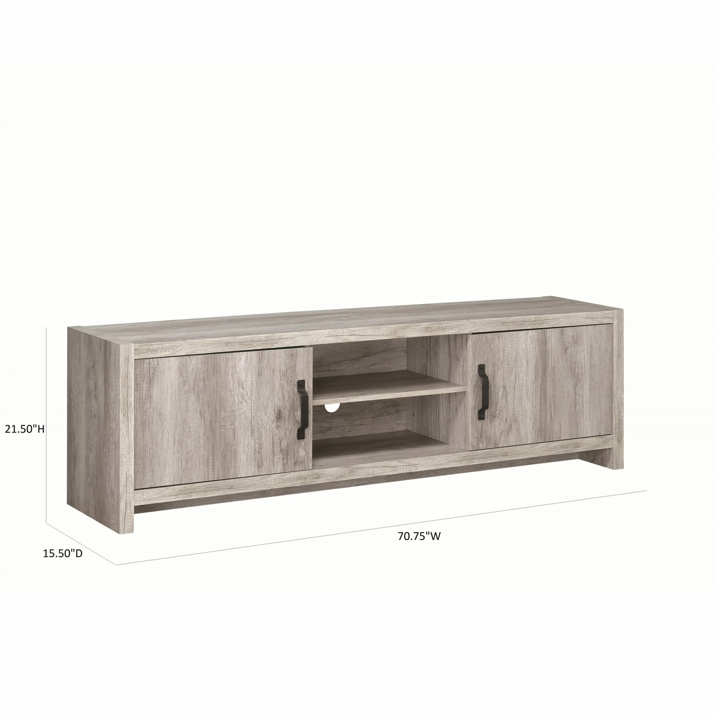 Wholesale 👍 Coaster Modern Grey Driftwood 2-door TV Console - 70.75" X 15.50" X 21.50" 🌟 - Image 7