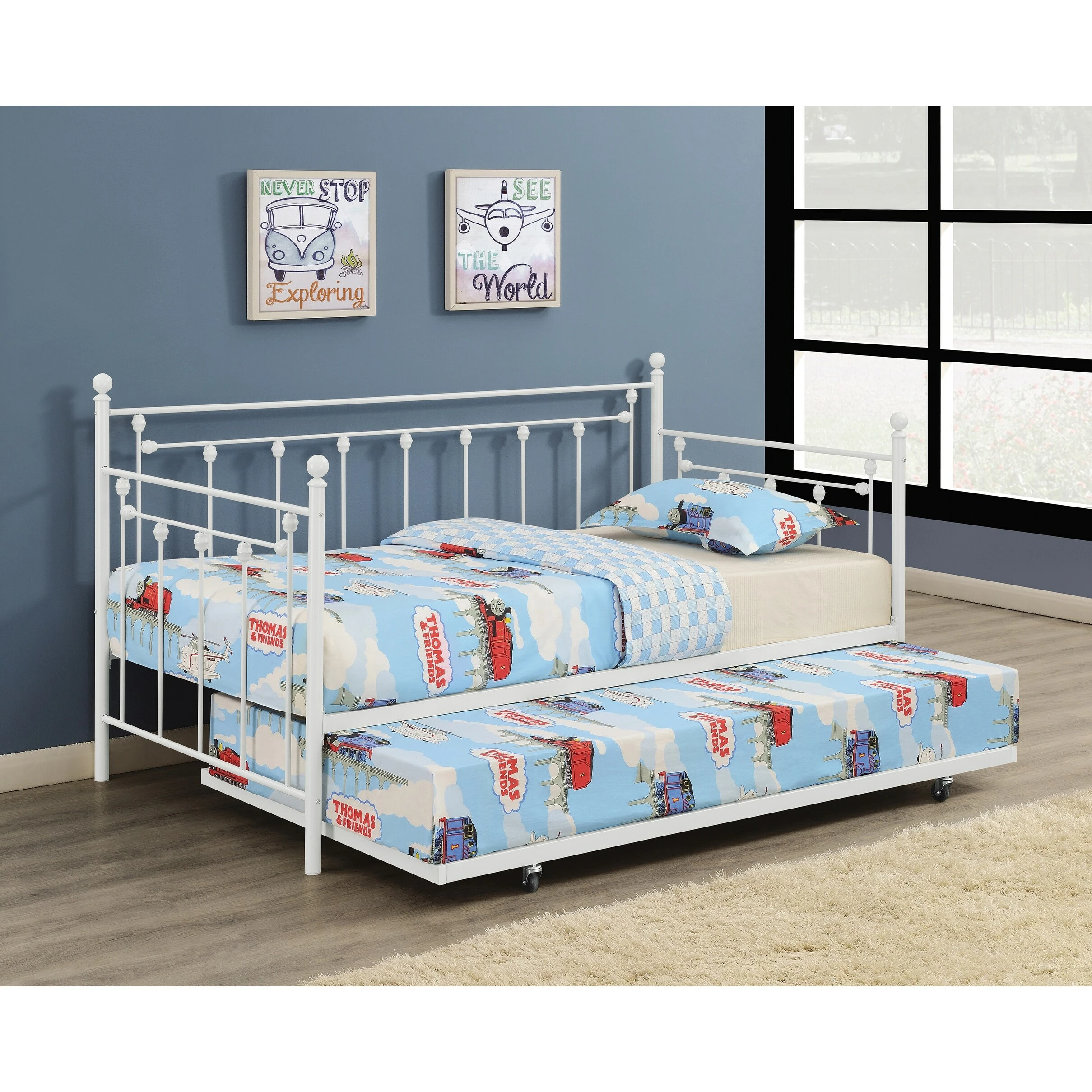 Budget ๐ Coaster Nocus Spindle Metal Twin Daybed With Trundle Gunmetal ๐ฅ