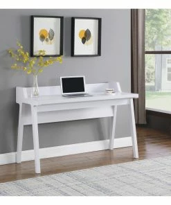 Budget 🌟 Coaster Paiter White Writing Desk With Power Outlet 🧨