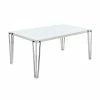 Best Pirce 🌟 Coaster Pauline White And Chrome Rectangular Dining Table 🌟