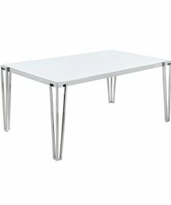 Best Pirce 🌟 Coaster Pauline White And Chrome Rectangular Dining Table 🌟