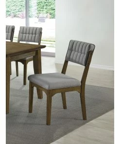 Best Pirce ✨ Coaster Rayleene Grey And Medium Brown Tufted Back Side Chairs (Set Of 2) 🌟