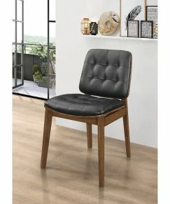 Buy 🎉 Coaster Redbridge Black And Natural Walnut Tufted Back Dining Chairs (Set Of 2) 🔔