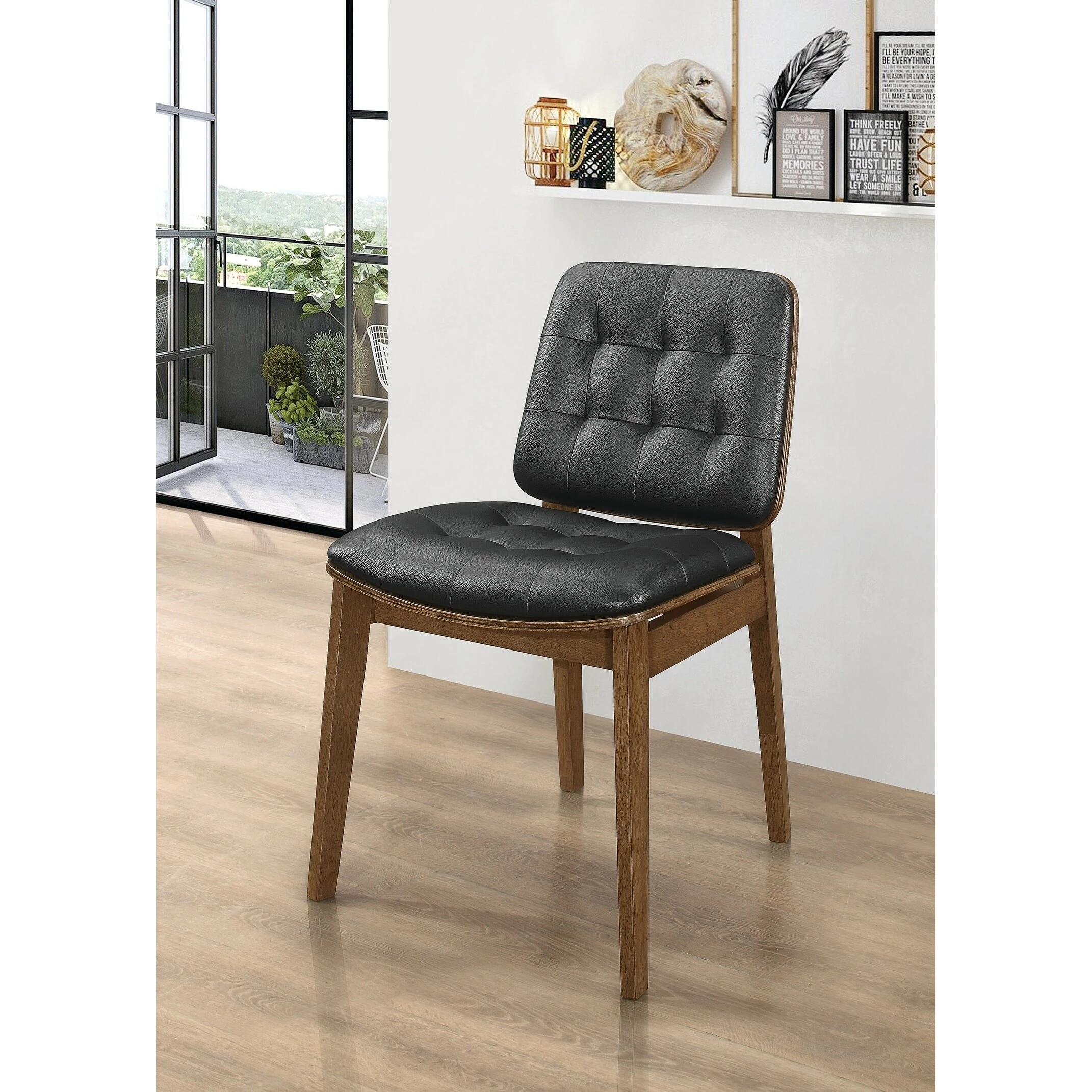 Buy 🎉 Coaster Redbridge Black And Natural Walnut Tufted Back Dining Chairs (Set Of 2) 🔔