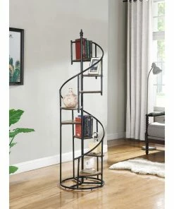 Cheap 🛒 Coaster Rustic Brown And Black 8-shelf Staircase Bookcase 🧨