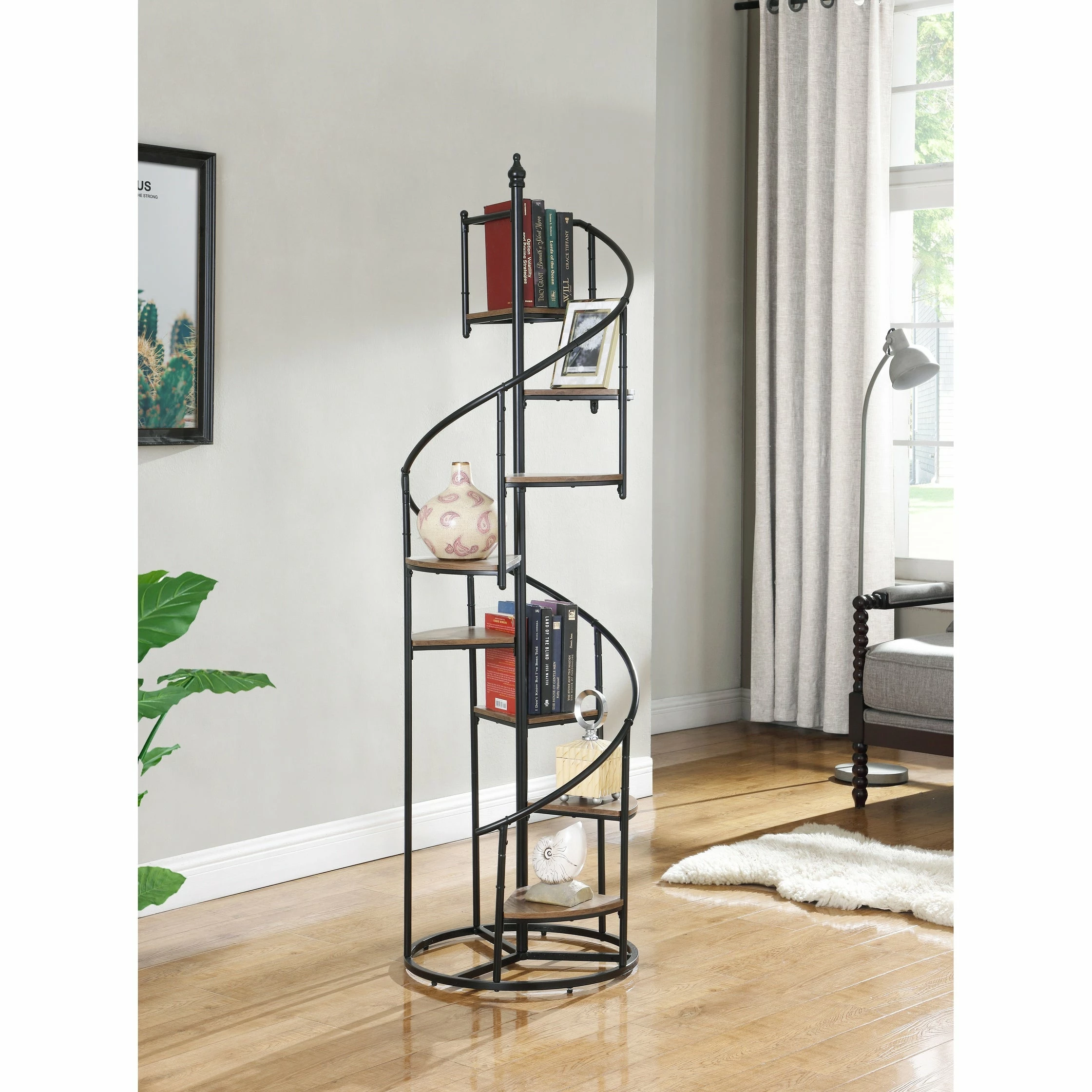 Cheap ๐ Coaster Rustic Brown And Black 8-shelf Staircase Bookcase ๐งจ