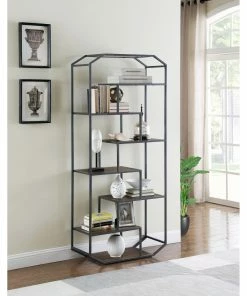 Best Pirce 🎉 Coaster Rustic Brown And Dark Grey 6-shelf Bookcase ✨