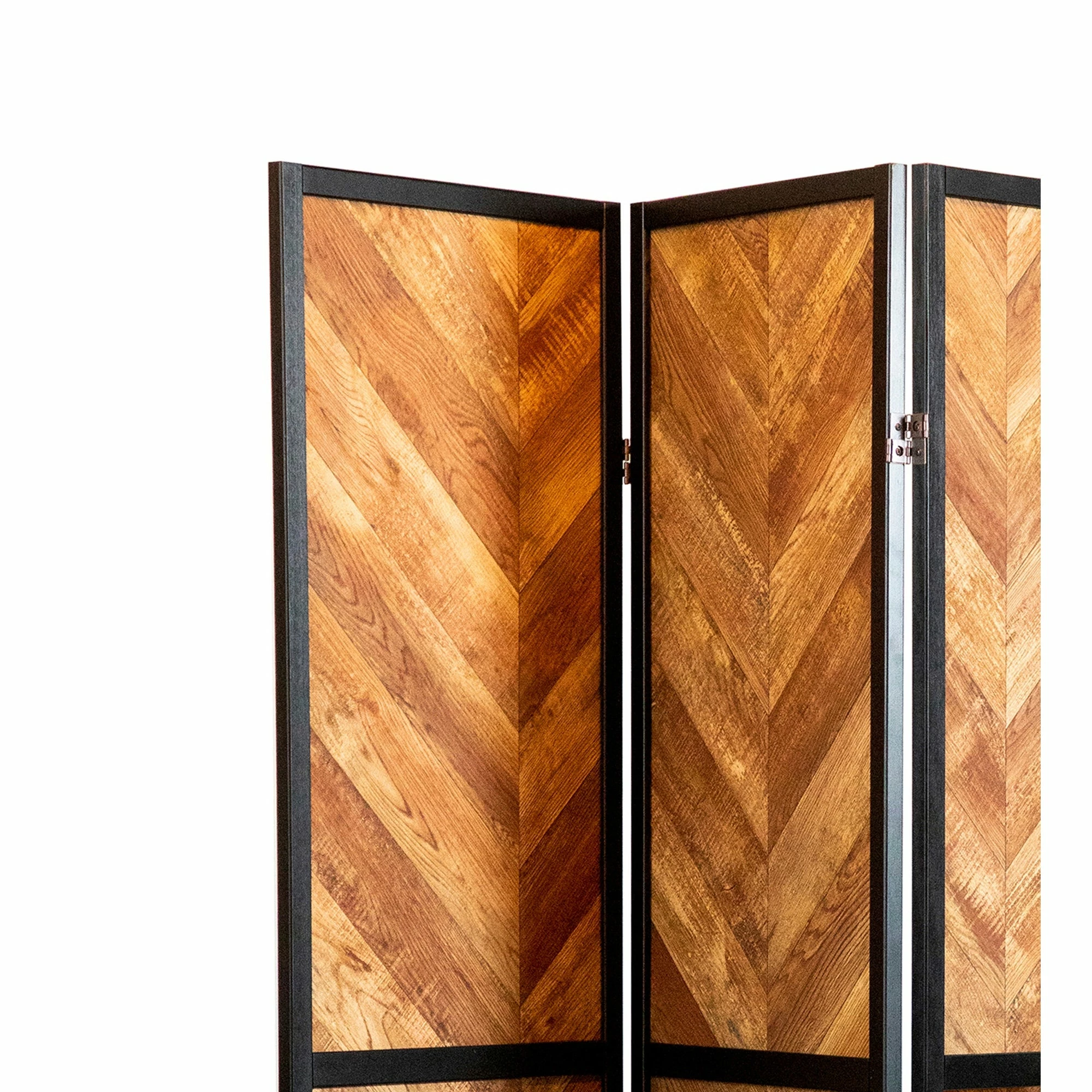 Outlet 💯 Coaster Rustic Tobacco And Black Herringbone Pattern 3-Panel Screen 🔔 - Image 2