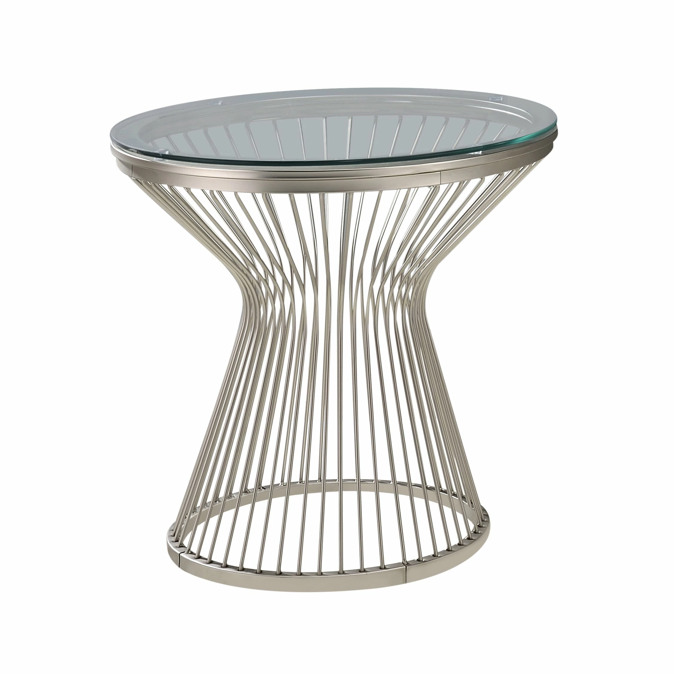 Deals ⭐ Coaster Satin Grey Round Glass Top End Table 🌟 - Image 2
